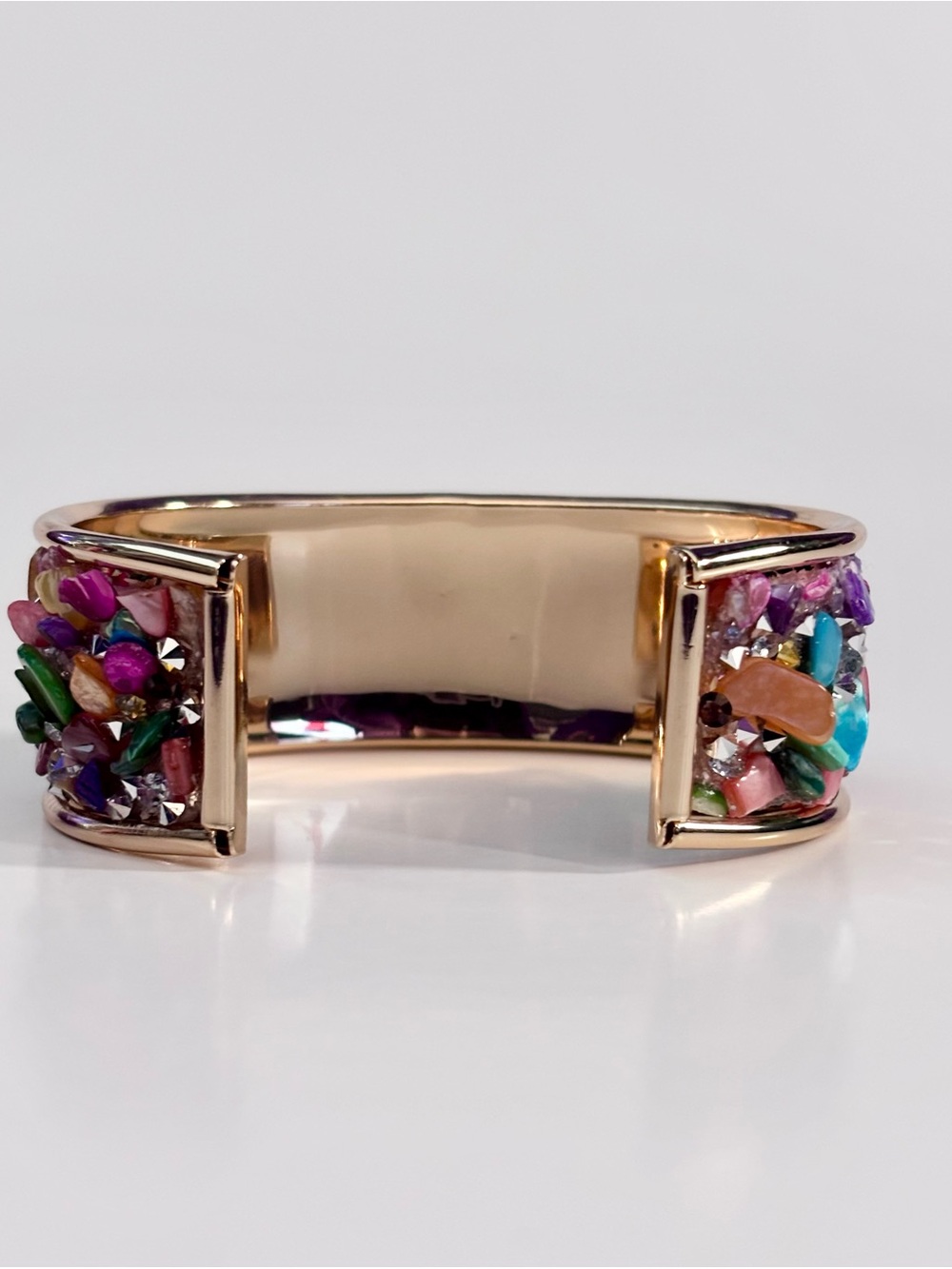 Hand Crafted Multicolor Gold Cuff Bracelet - Picture 3 of 5